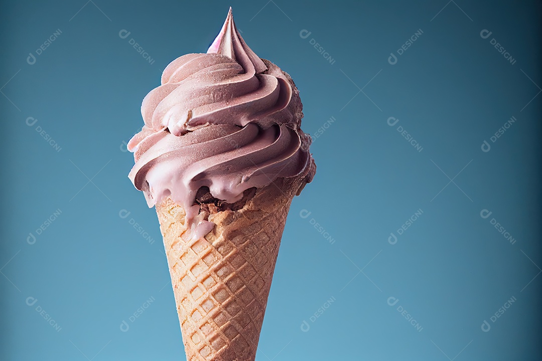 Ilustração 3D de um sorvete de morango