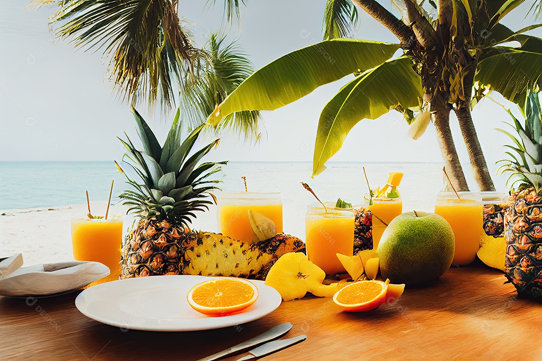 ilustração de frutas tropicais