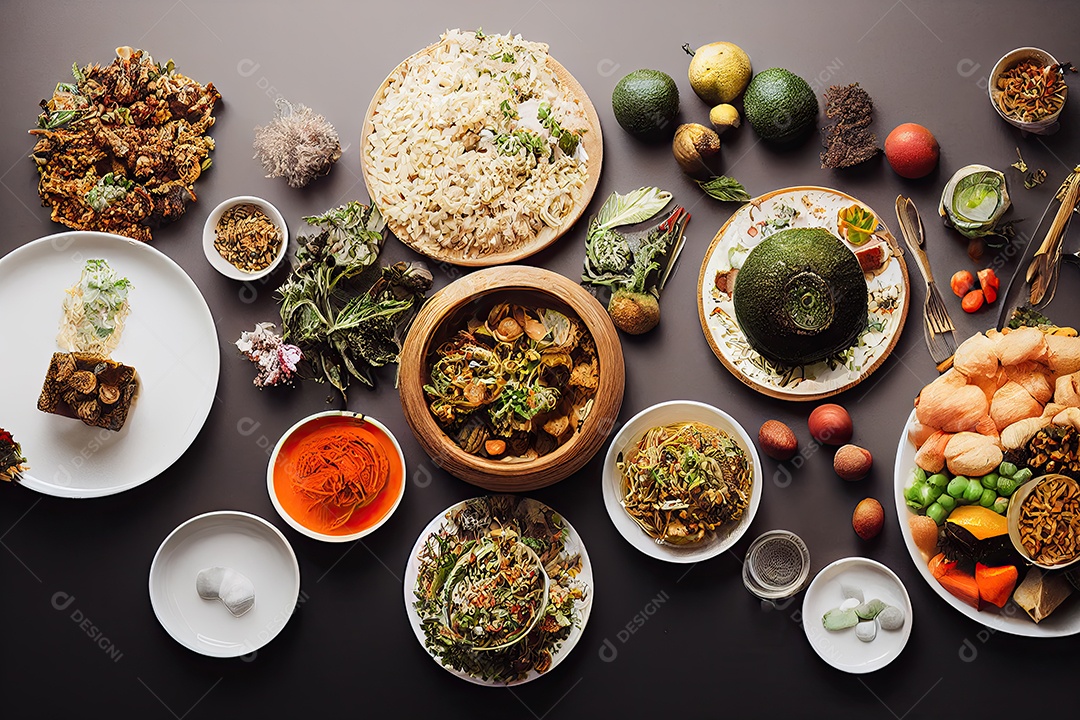 3D illustration of vegan food