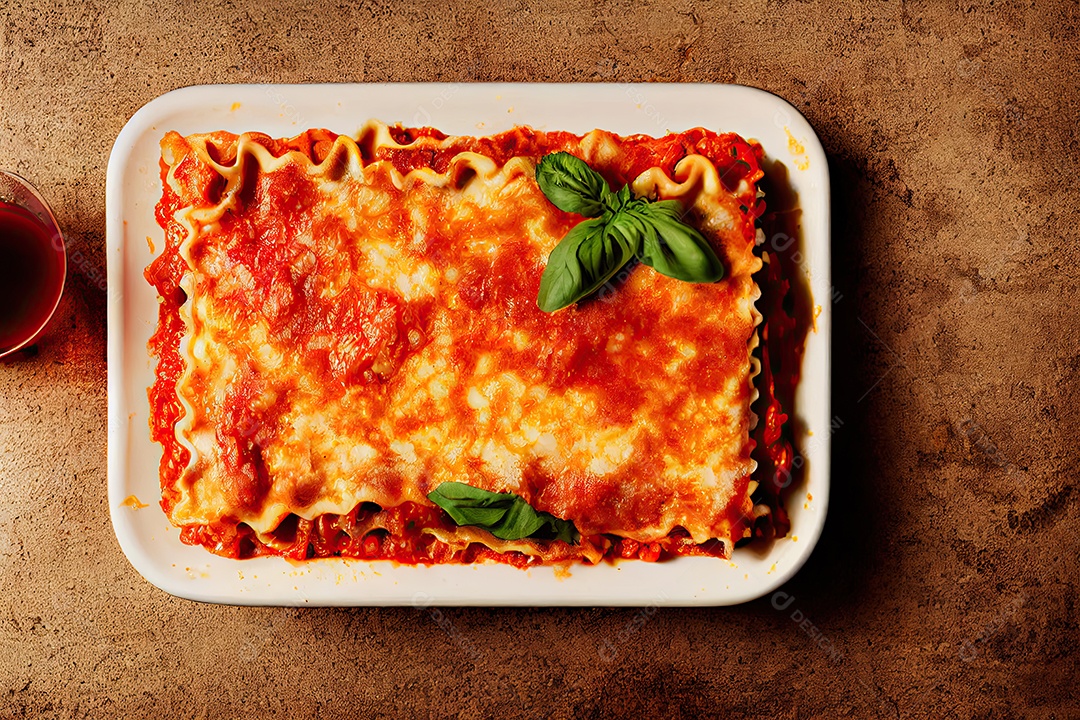 Ilustração 3D de lasanha vegana