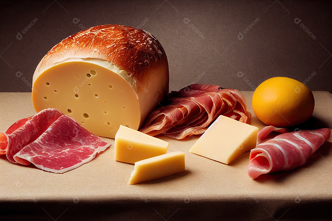 Ilustração 3D de um prato frio.