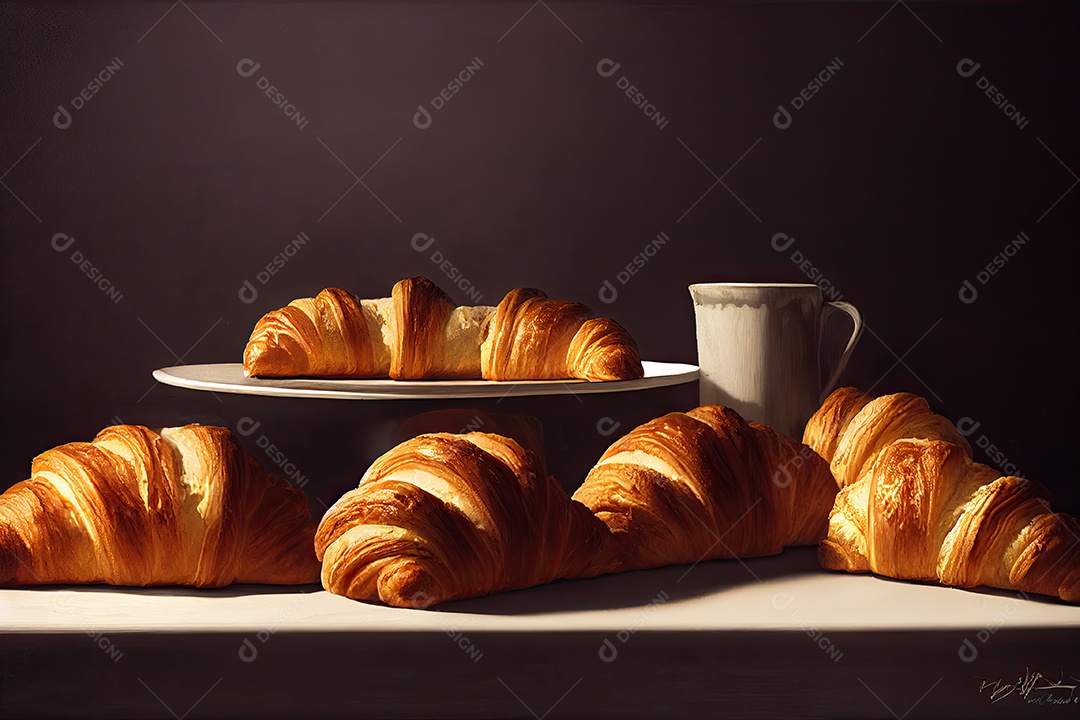 ilustração 3D sobre croissants