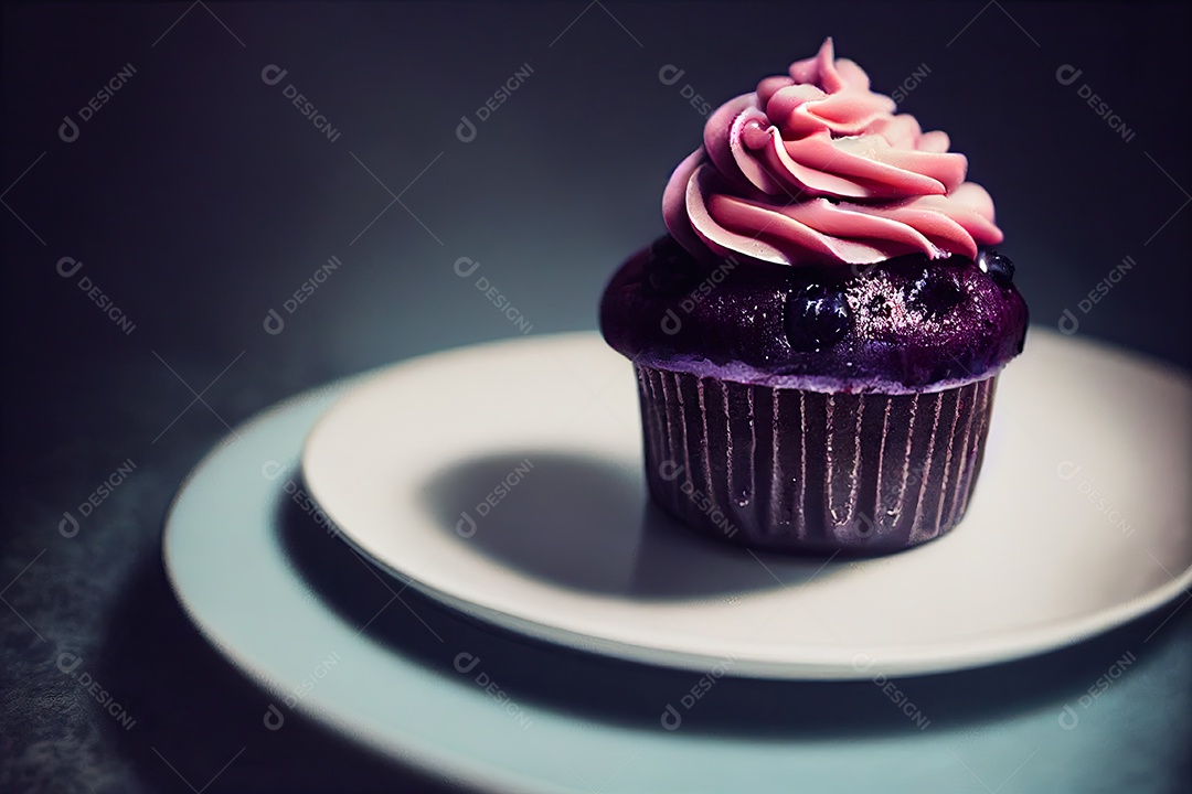 ilustração 3D de um cupcake de chocolate