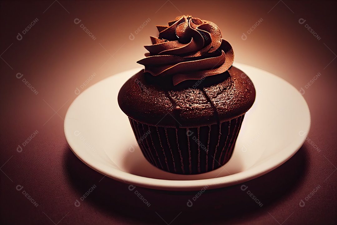 ilustração 3D de um cupcake de chocolate