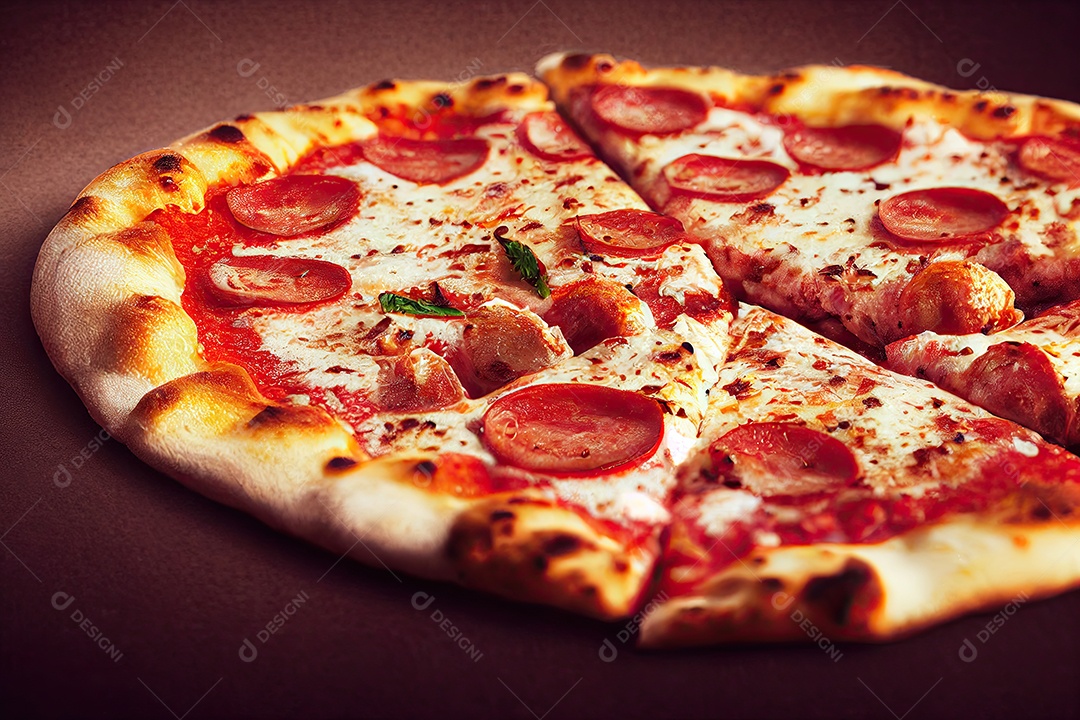 ilustração 3d de uma pizza