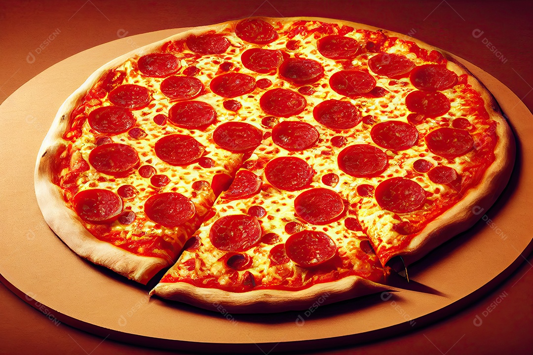 ilustração 3d de uma pizza