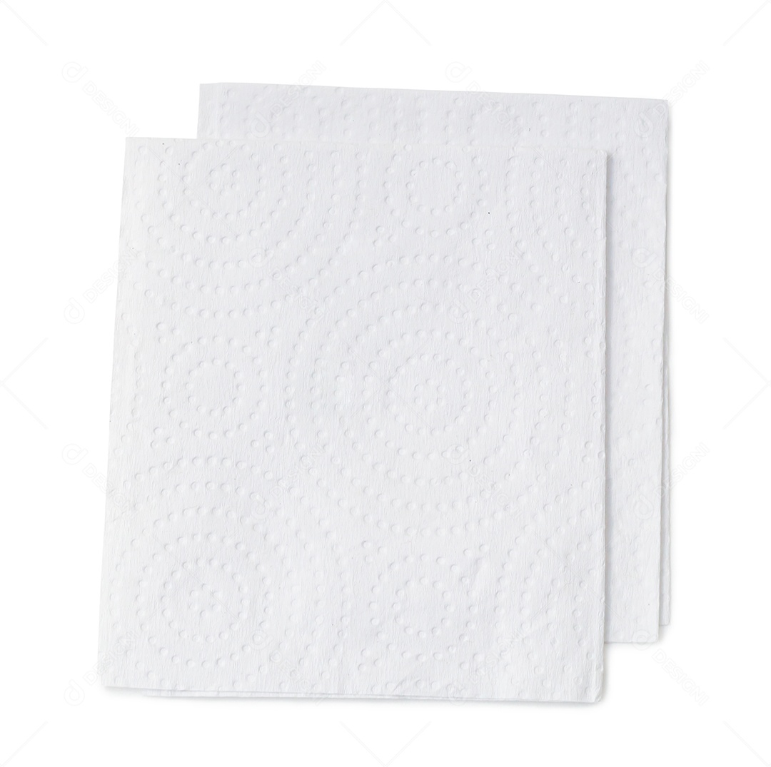 Dois pedaços dobrados de papel de seda branco ou guardanapo