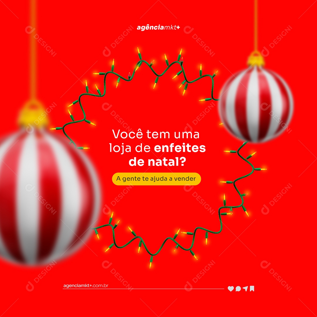 Você tem Uma Loja de Enfeites de Natal Marketing Digital Social Media PSD Editável