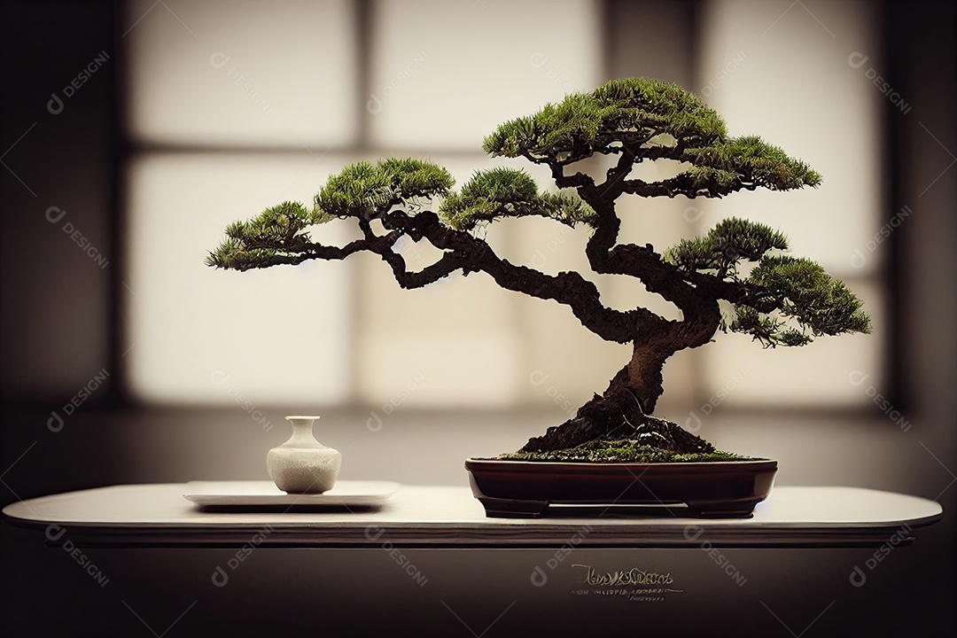 ilustração 3D sobre bonsai