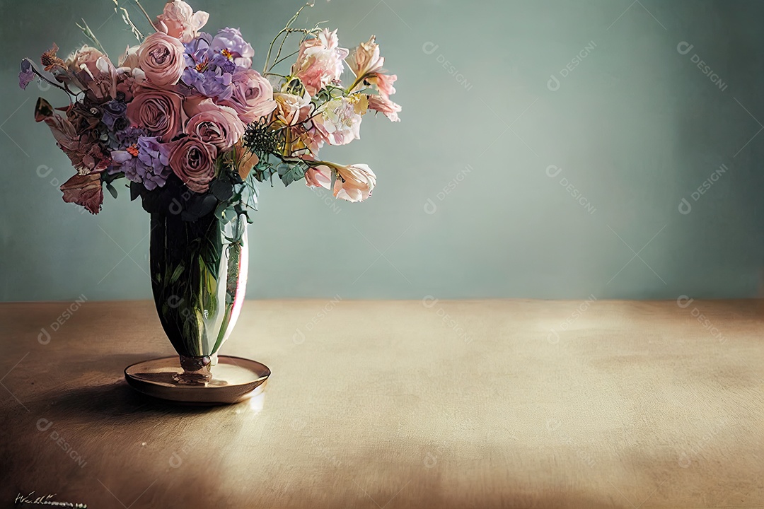 vaso de flores sobre mesa de madeira