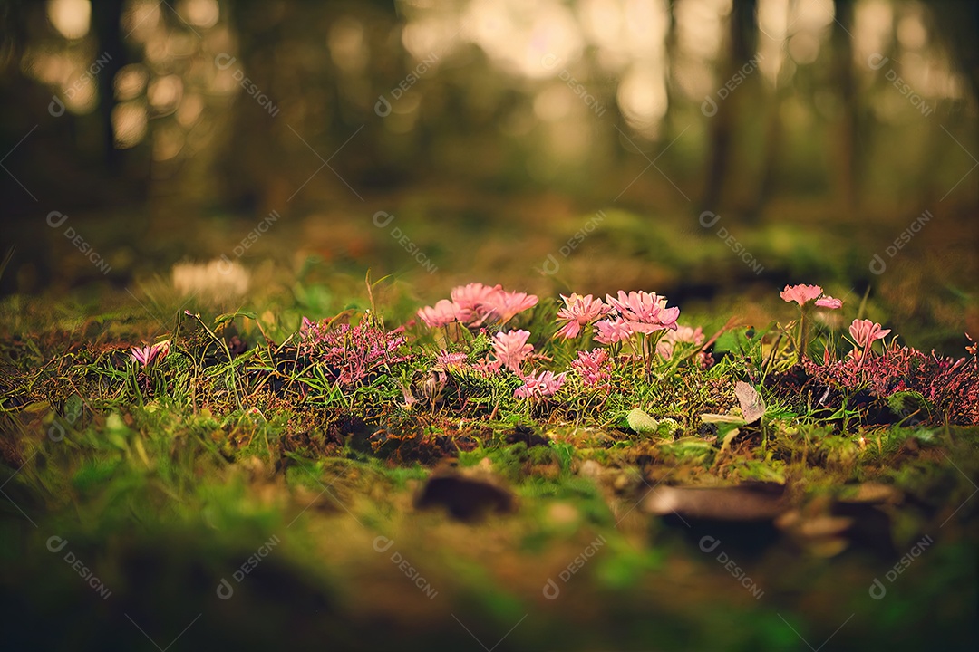 renderização de ilustração 3D de vista aérea de uma floresta tropical