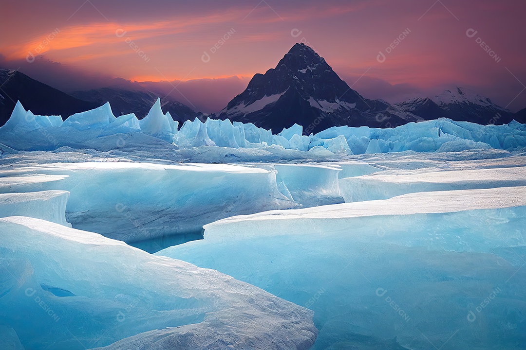 Ilustração 3D de uma geleira