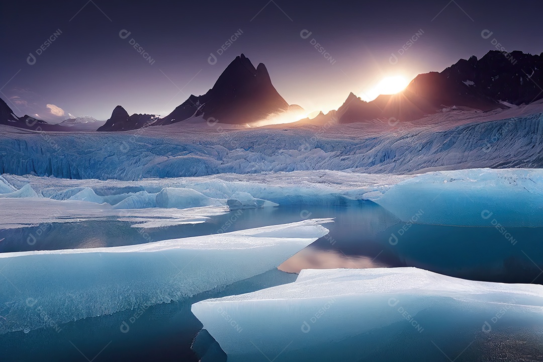 Ilustração 3D de uma geleira