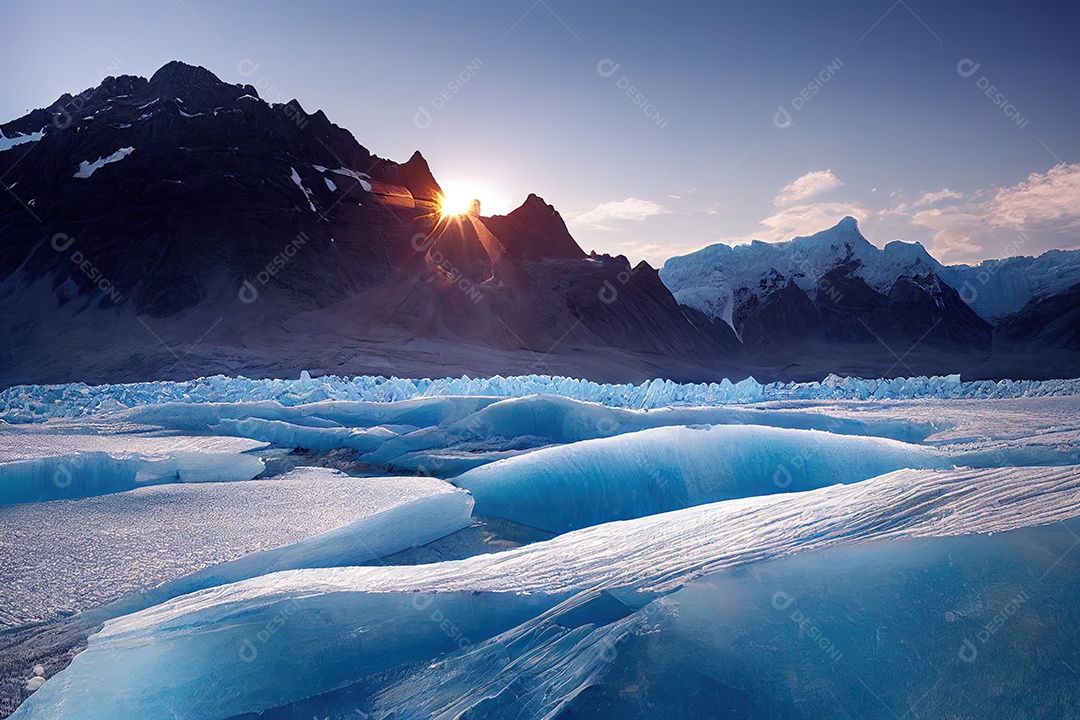 Ilustração 3D de uma geleira