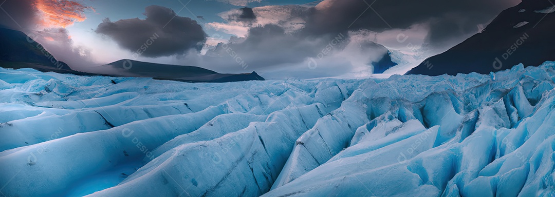 Ilustração 3D de uma geleira