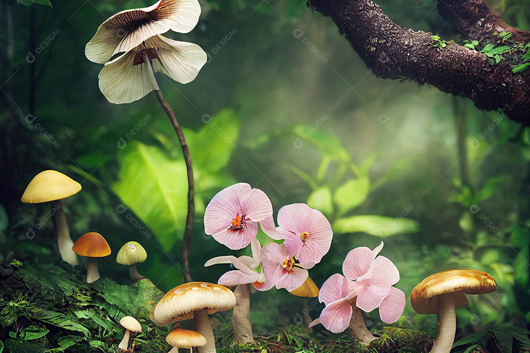 cogumelos em uma floresta