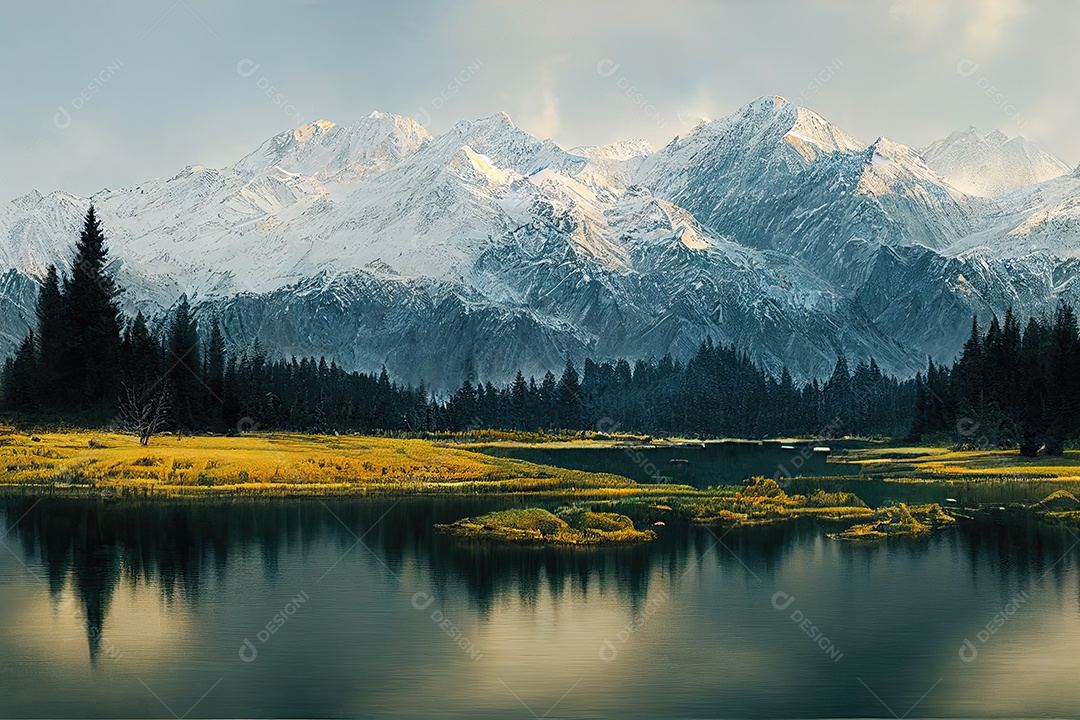 ilustração sobre montanhas de neve.