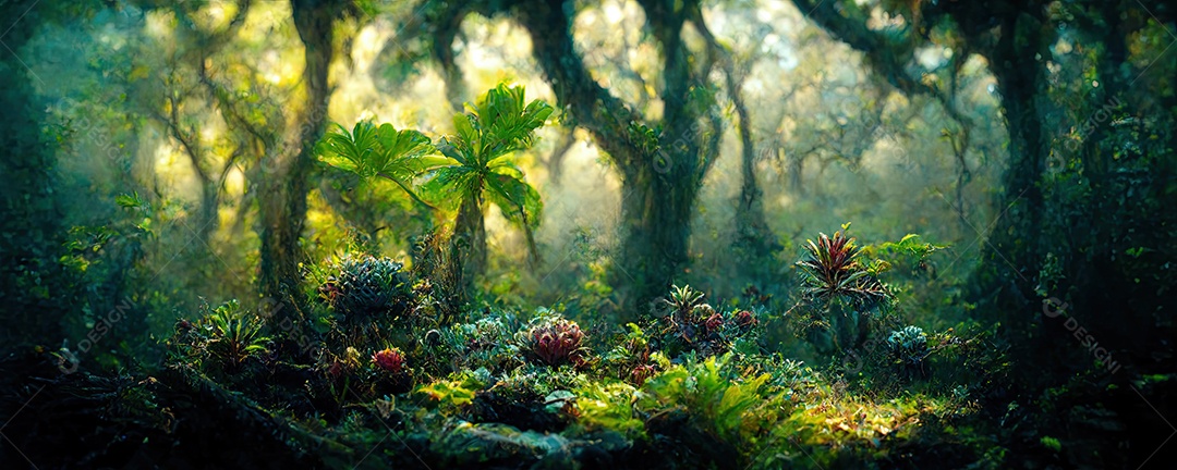 Ilustração da floresta tropical encantada