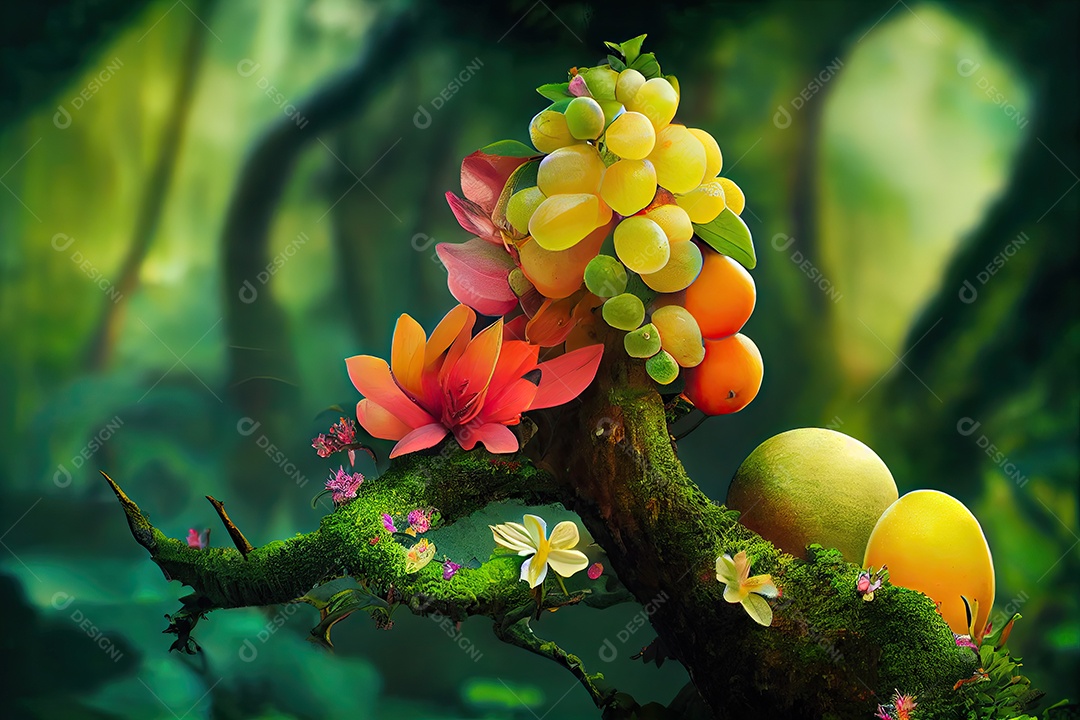 Ilustração da floresta tropical encantada