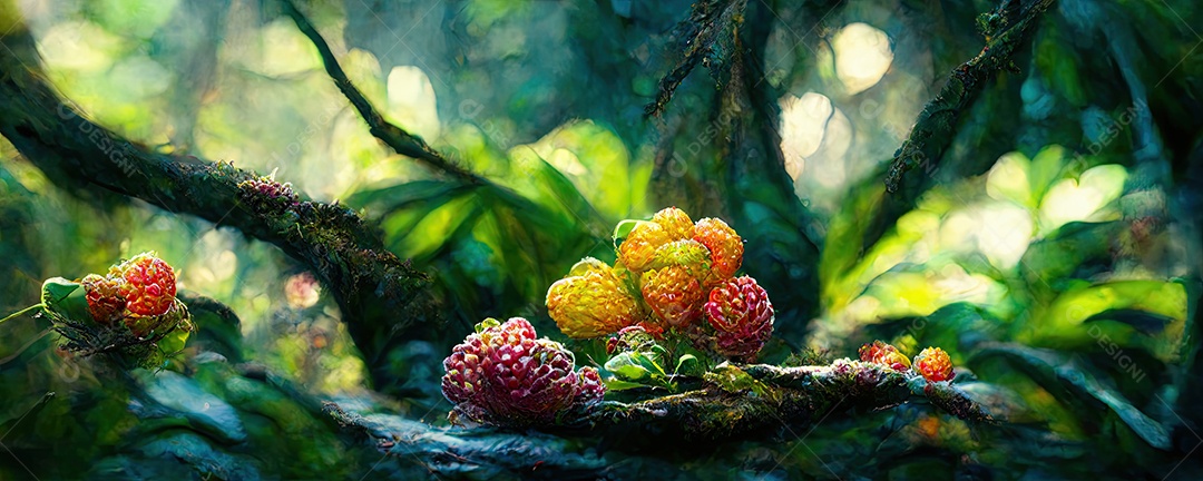 Ilustração da floresta tropical encantada