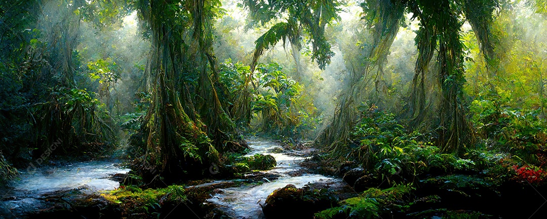 Ilustração da floresta tropical encantada