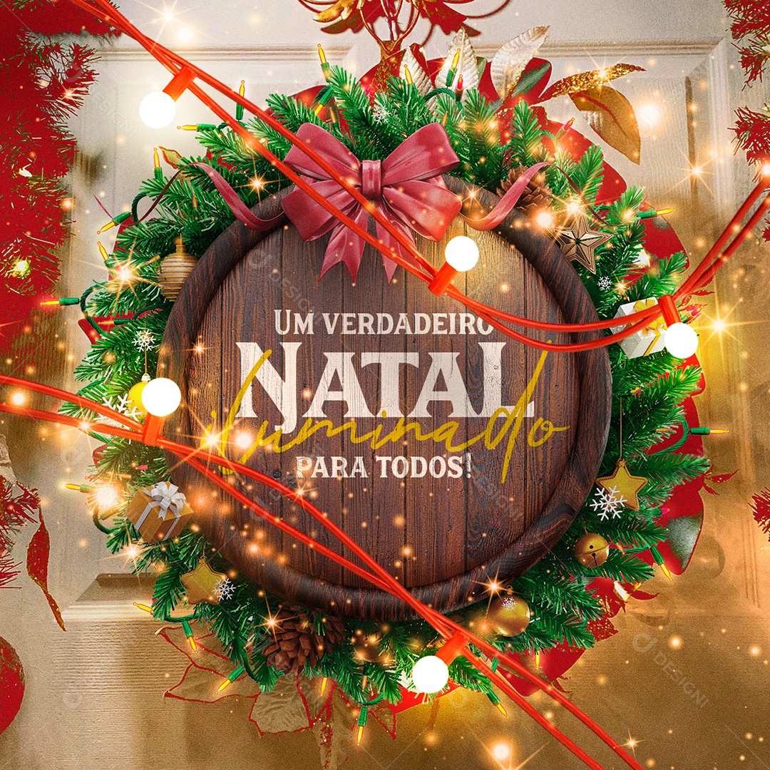 Um Verdadeiro Natal Iluminado para Todos Feliz Natal Social Media PSD Editável