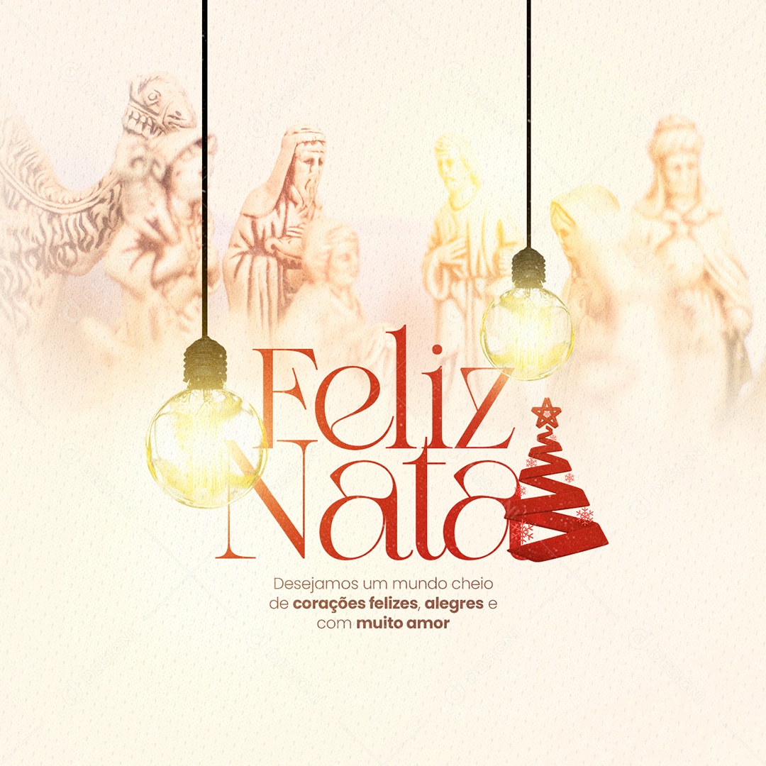 Desejamos um Mundo Cheio de Corações Felizes Feliz Natal Social Media PSD Editável