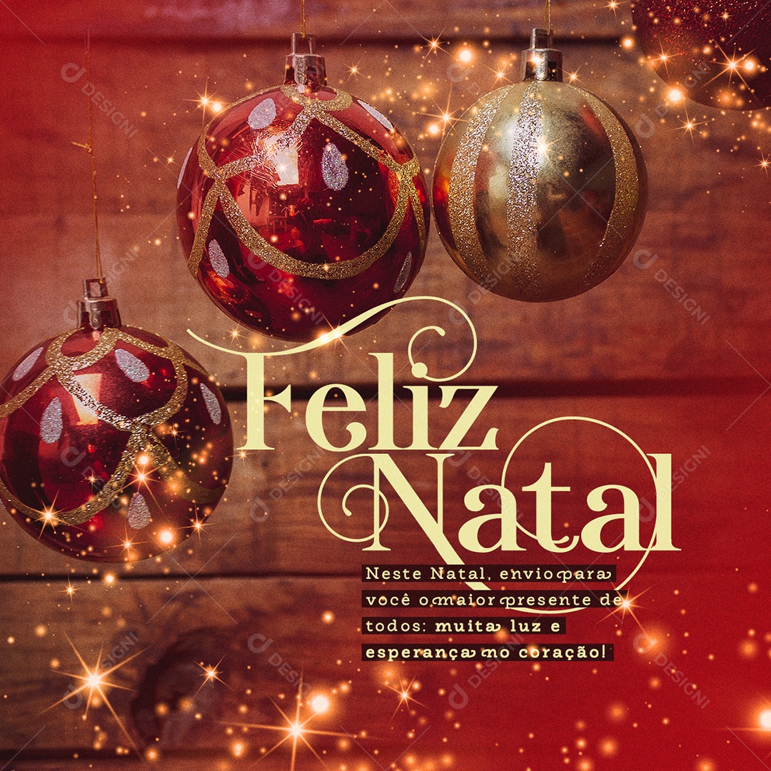 Muita Luz e Esperança no Coração Feliz Natal Social Media PSD Editável