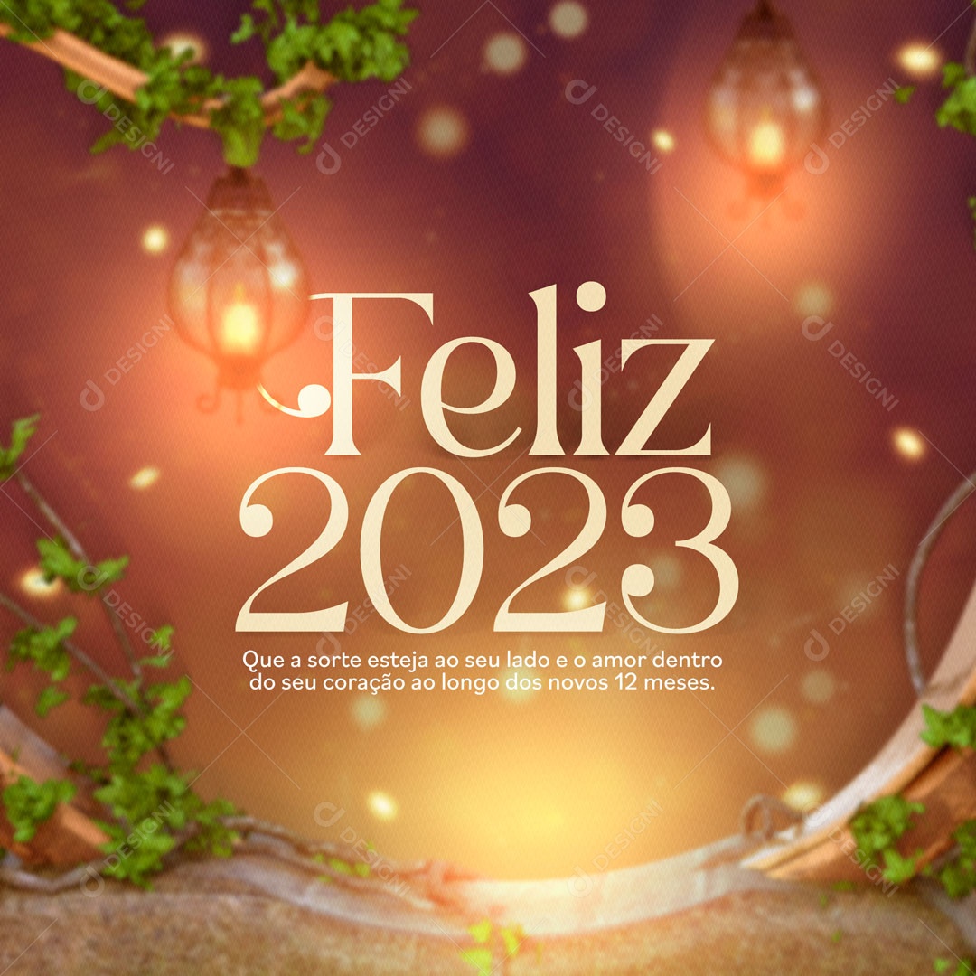 Que a Sorte Esteja do Seu Lado e o Amor Dentro do Seu Coração Feliz Ano Novo Social Media PSD Editável