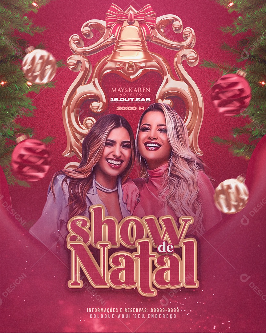 Flyer Show de Natal May e Karen Social Media PSD Editável