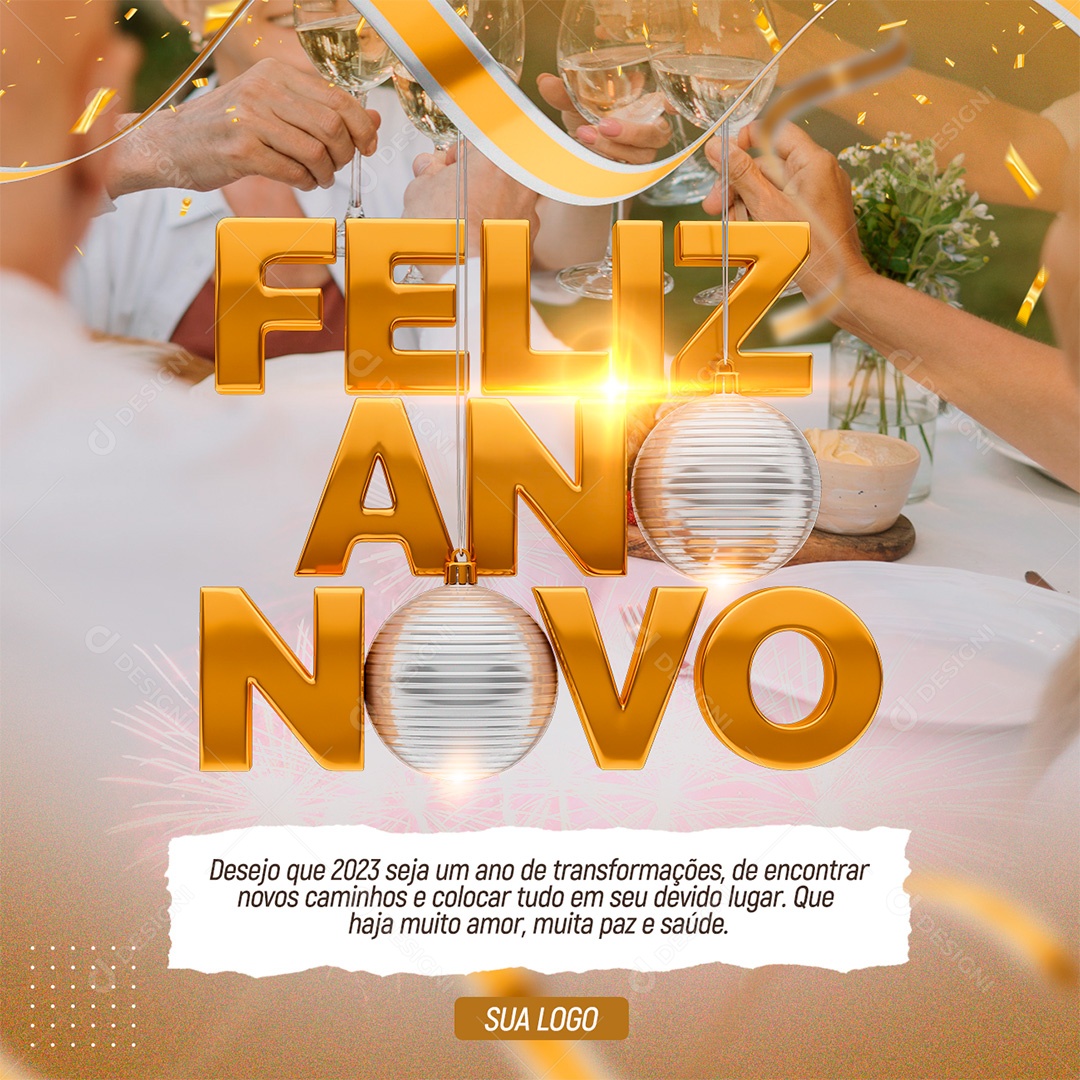 Post Feliz Ano Novo PSD Social Media PSD Editável
