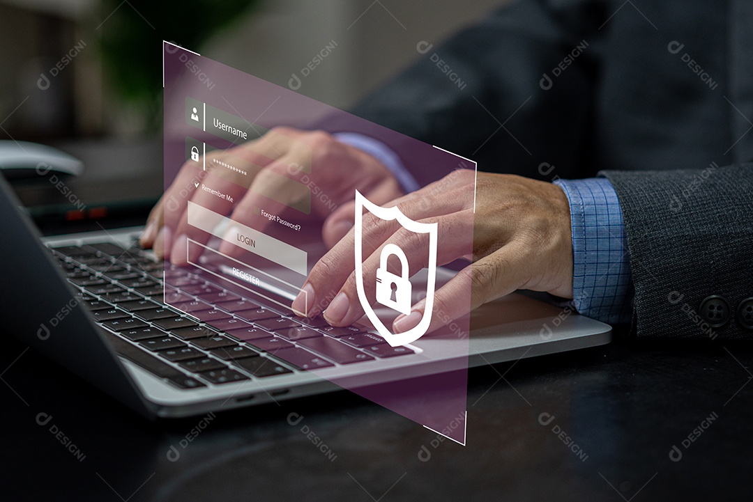 Login do usuário no computador por nome de usuário e senha, conceito de segurança