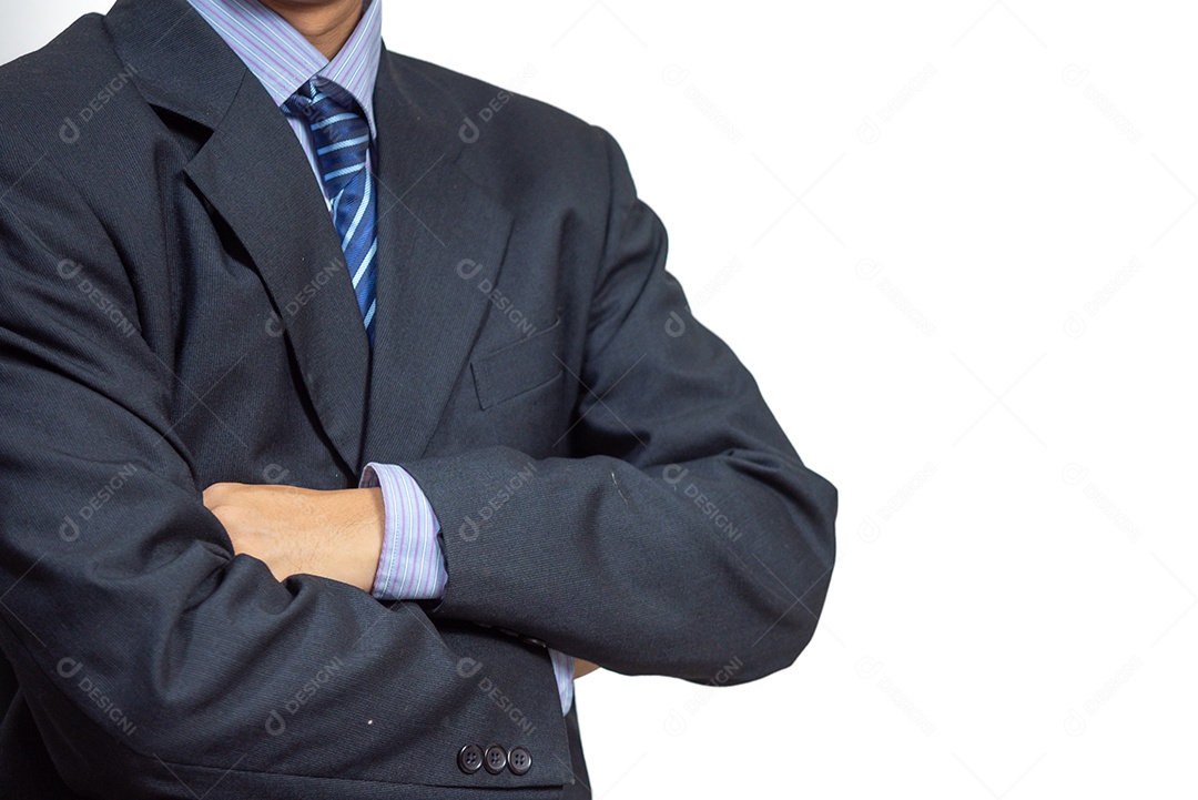 Retrato de pessoa de empresário terno trabalho moderno no de fundo branco.