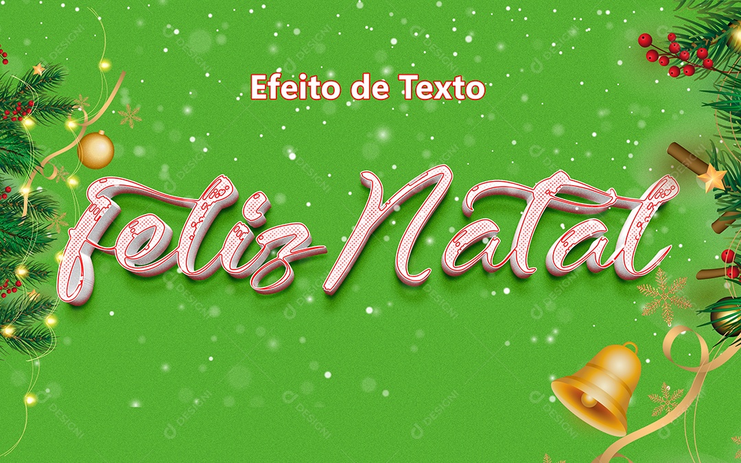 Efeito de Texto 3D Feliz Natal PSD