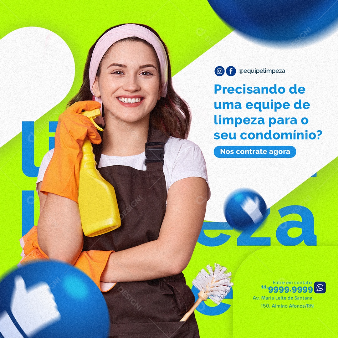 Precisando de Uma Equipe de Limpeza de Condomínio Social Media PSD Editável