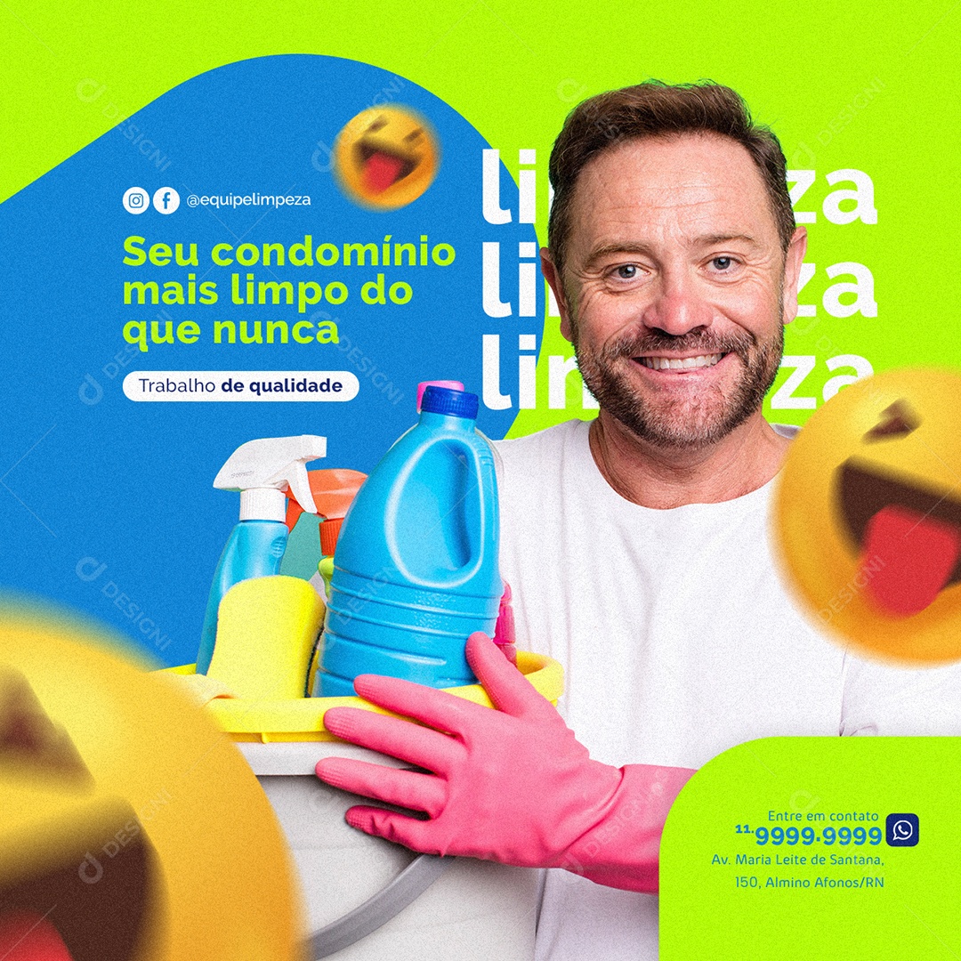 Seu Condomínio mais Limpo do que Nunca Limpeza de Condomínio Social Media PSD Editável