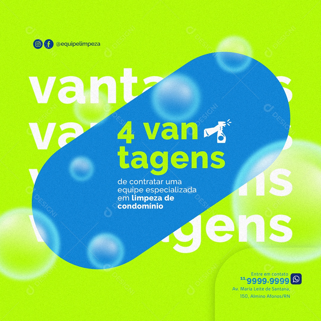 Social Media 4 Vantagens de Contratar Uma Limpeza de Condomínio Social Media PSD Editável