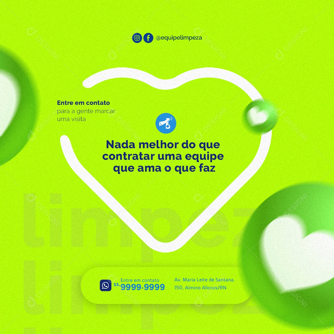 Nada Melhor do Que Contratar uma Equipe Limpeza de Condomínio Social Media PSD Editável