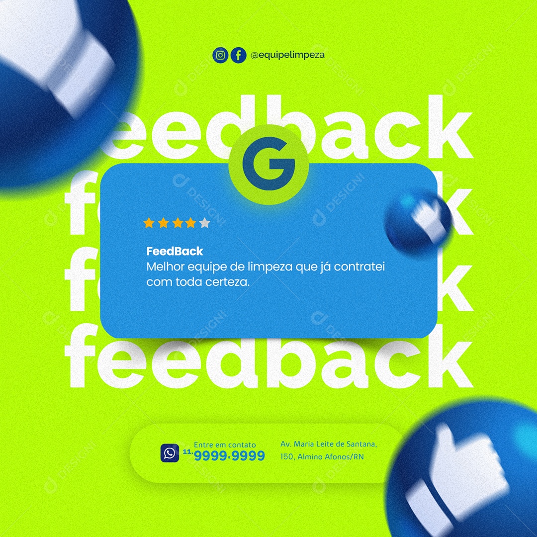 Feedback Limpeza de Condomínio Social Media PSD Editável
