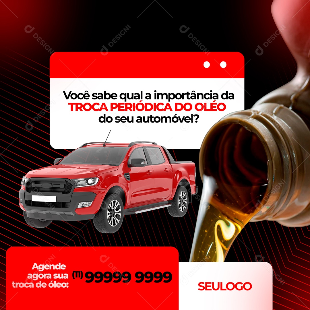Troca Periódica de Óleo Oficina Mecânica Social Media PSD Editável