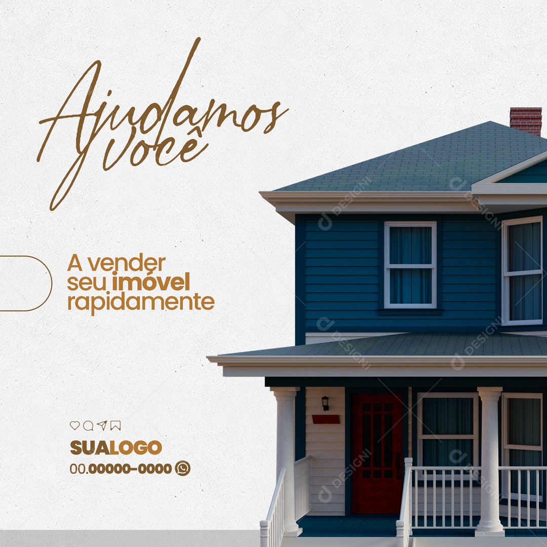 Ajudamos Você a Vender Seu Imóvel Rapidamente Imobiliária Social Media PSD Editável