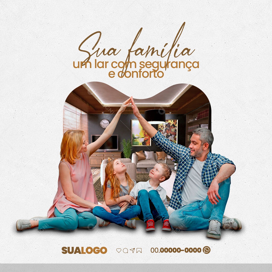 Uma Lar com Segurança e Conforto Imobiliária Social Media PSD Editável
