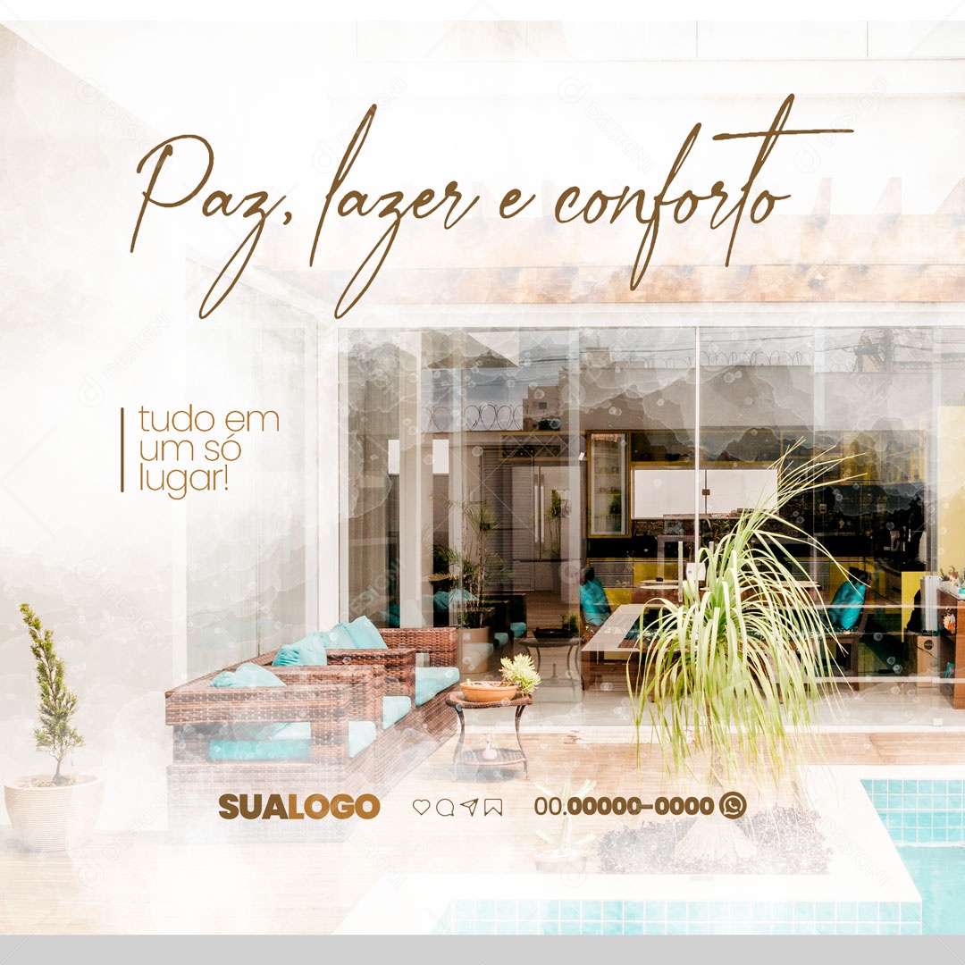 Tudo em um Só Lugar Imobiliária Social Media PSD Editável