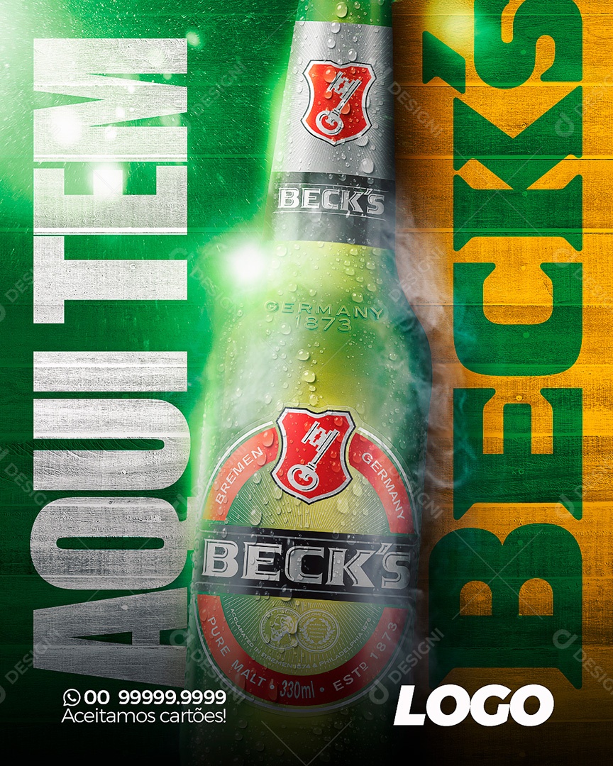 Post Cerveja Aqui Tem Becks Social Media PSD Editável