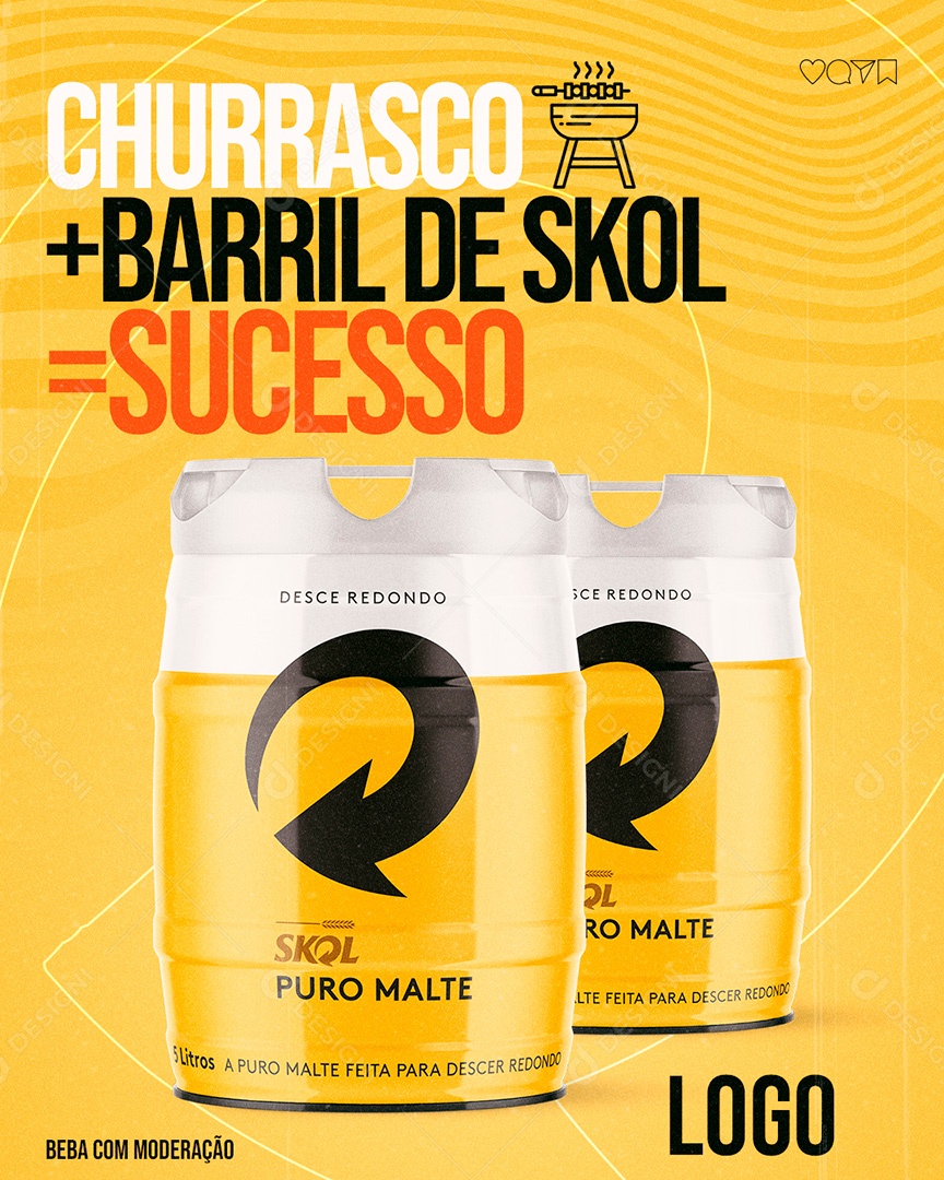Post Cerveja Barril de Skol Social Media PSD Editável