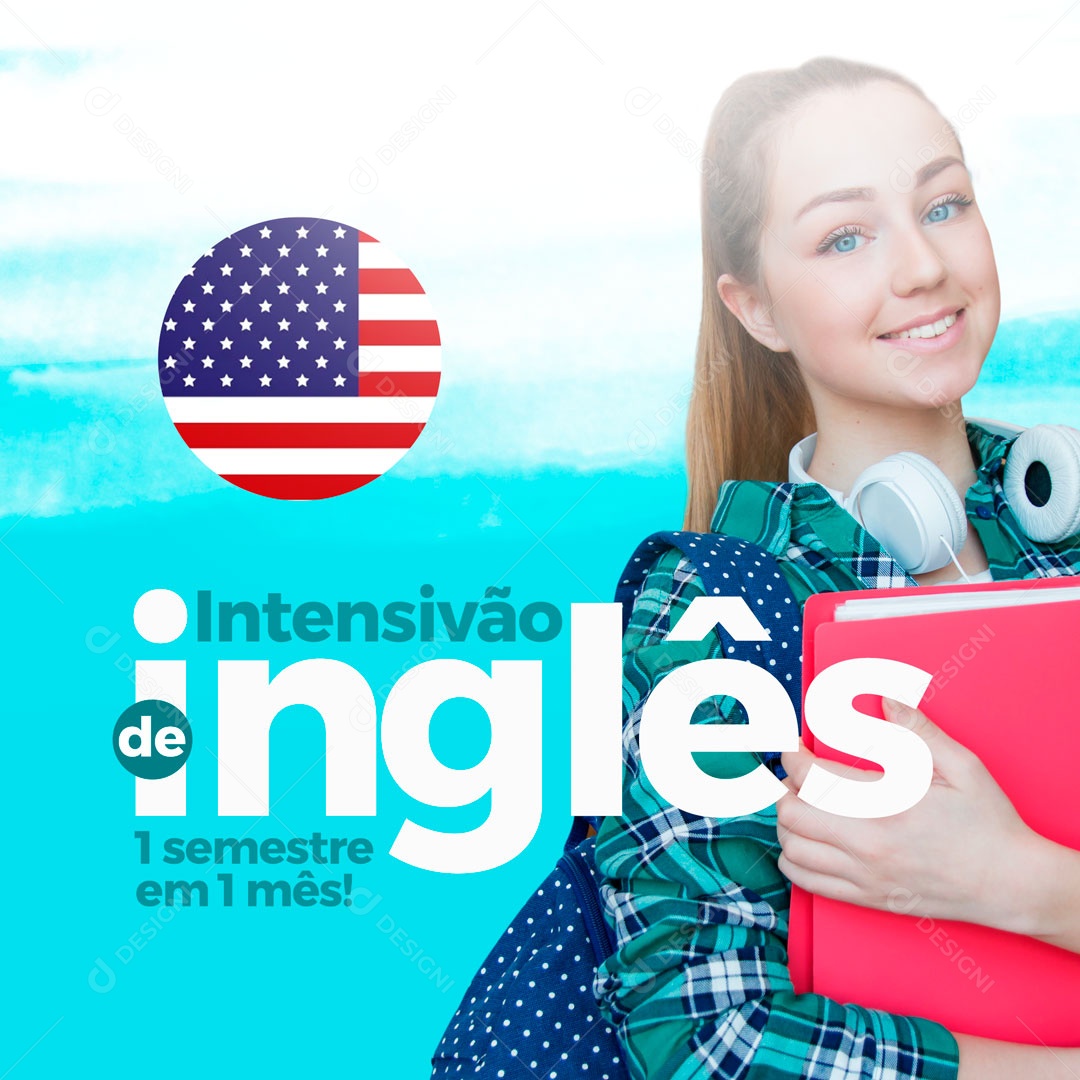 Intensivão de Inglês Escola de Idiomas Social Media PSD Editável