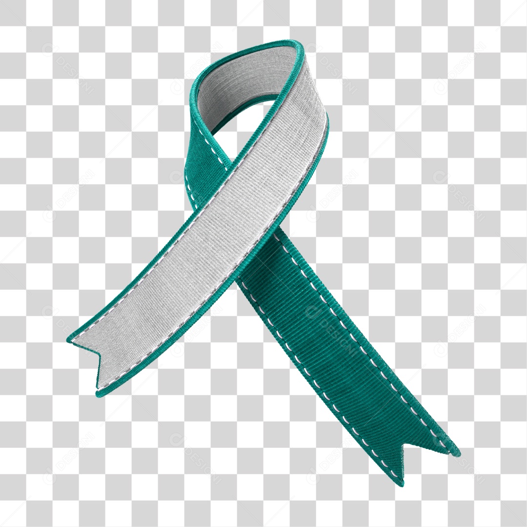 Elemento 3D Para Composição Laço Verde e Branco PNG Transparente