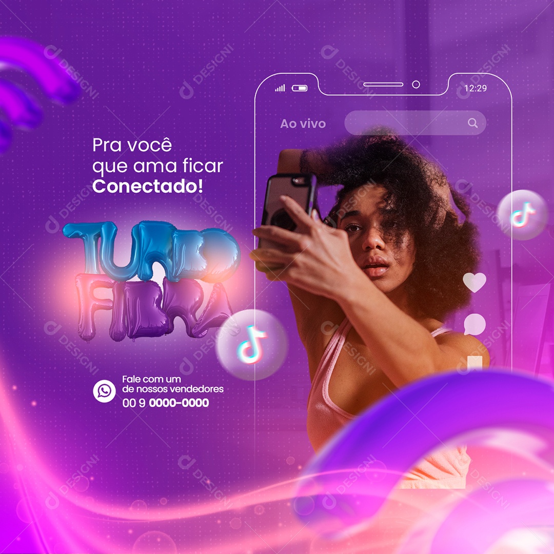 Pra Você que Ama Ficar Conectado Provedor de Internet Social Media PSD Editável