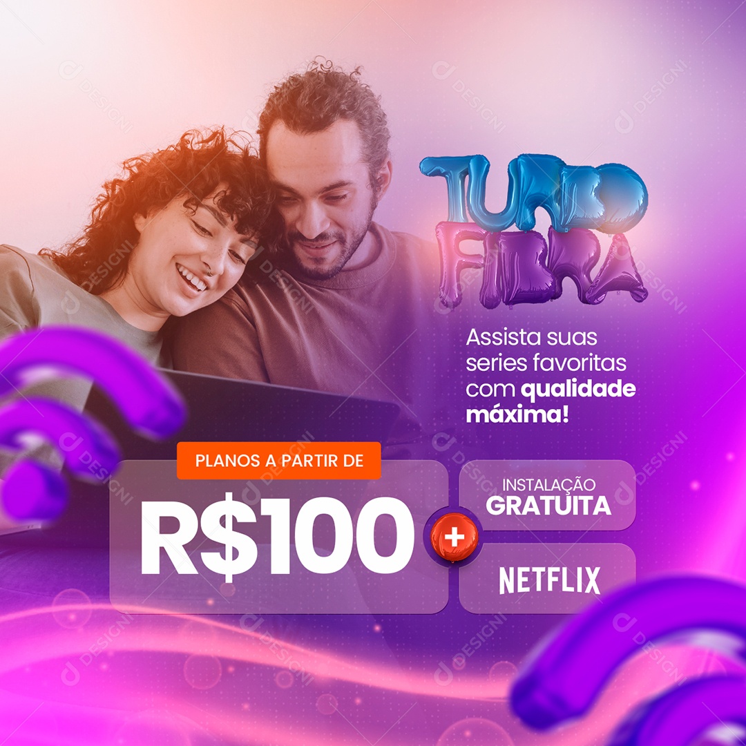 Assista suas Series Favoritas Provedor de Internet Social Media PSD Editável