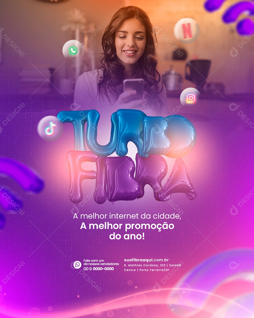 A Melhor Internet da Cidade Campanha Provedor de Internet Social Media PSD Editável